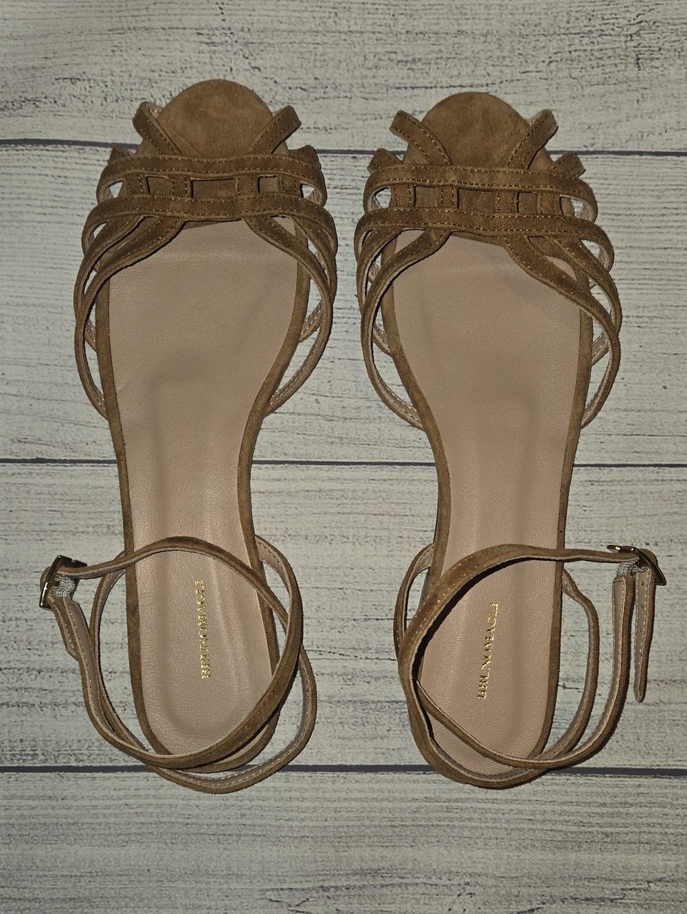 Bruno Magli Marta Ankle Strap Sandals Cognac Suede Size 8.5